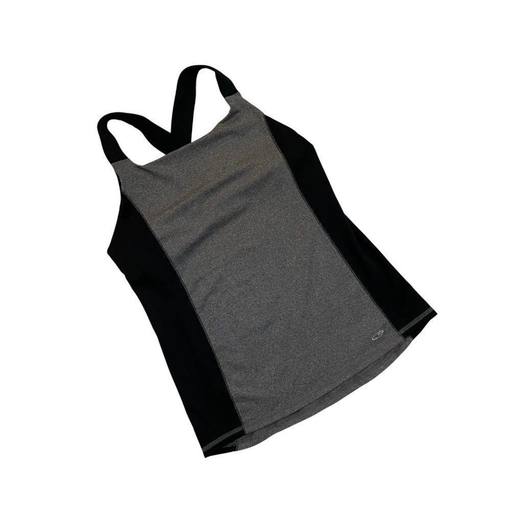 Champion Black & Gray Work Out Criss Cross Tank Top with Built in Bra